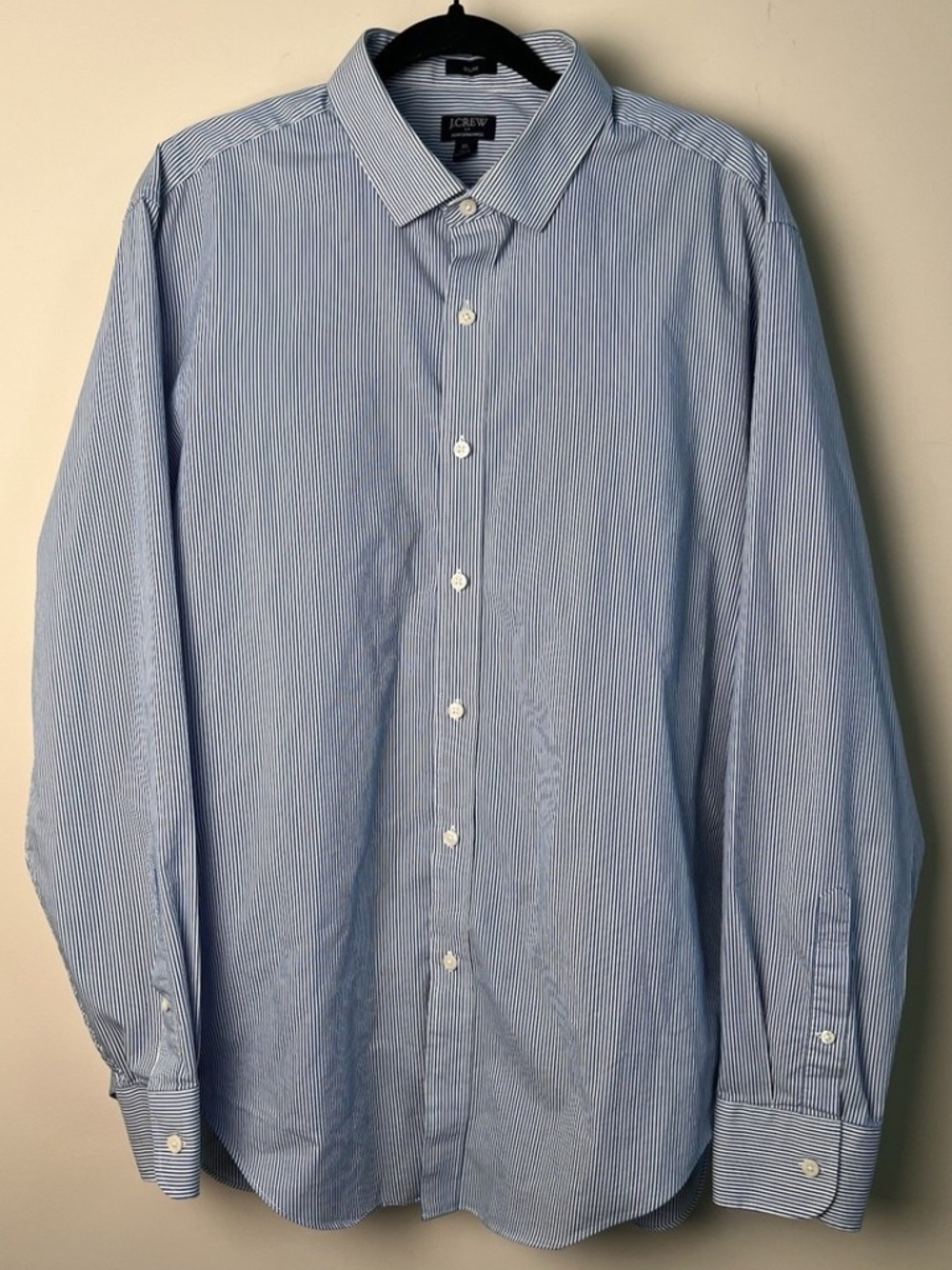 J. Crew Performance Slim Fit Shirt Men's XL Blue Stripes Long Sleeve Button-Up